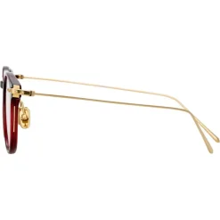 Linda Farrow - Linear Fuller D-Frame Optical Glasses in Burgundy - LF01C4OPT - Linda Farrow Eyewear - Avvenice