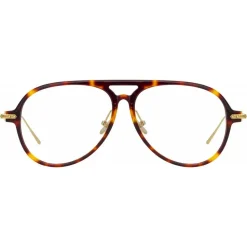 Linda Farrow - Linear Gilles Aviator Optical Glasses in Tortoiseshell - LF24C2OPT - Linda Farrow Eyewear - Avvenice