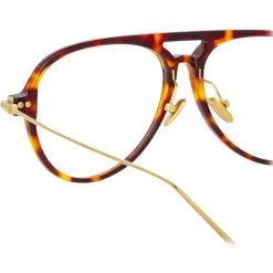 Linda Farrow - Linear Gilles Aviator Optical Glasses in Tortoiseshell - LF24C2OPT - Linda Farrow Eyewear - Avvenice