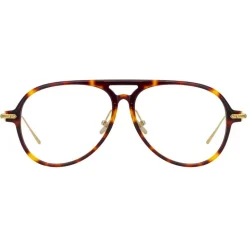 Linda Farrow - Linear Gilles A Aviator Optical Glasses in Tortoiseshell - LF24AC2OPT - Linda Farrow Eyewear - Avvenice