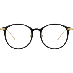 Linda Farrow - Linear Gray Oval Optical Glasses in Black - LF02C1OPT - Linda Farrow Eyewear - Avvenice