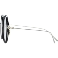 Linda Farrow - Linear Savoye Round Optical Glasses in Black - LF09C2OPT - Linda Farrow Eyewear - Avvenice