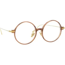 Linda Farrow - Linear Savoye A Round Optical Glasses in Tobacco - LF09AC8OPT - Linda Farrow Eyewear - Avvenice