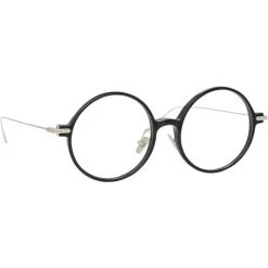 Linda Farrow - Linear Savoye A Round Optical Glasses in Black - LF09AC2OPT - Linda Farrow Eyewear - Avvenice