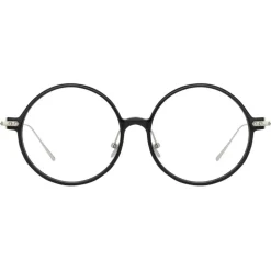 Linda Farrow - Linear Savoye A Round Optical Glasses in Black - LF09AC2OPT - Linda Farrow Eyewear - Avvenice