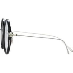 Linda Farrow - Linear Savoye A Round Optical Glasses in Black - LF09AC2OPT - Linda Farrow Eyewear - Avvenice