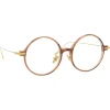 Linda Farrow - Linear Savoye Round Optical Glasses in Tobacco - LF09C8OPT - Linda Farrow Eyewear - Avvenice
