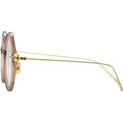 Linda Farrow - Linear Savoye Round Optical Glasses in Tobacco - LF09C8OPT - Linda Farrow Eyewear - Avvenice