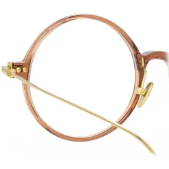 Linda Farrow - Linear Savoye Round Optical Glasses in Tobacco - LF09C8OPT - Linda Farrow Eyewear - Avvenice