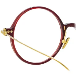 Linda Farrow - Linear Savoye A Round Optical Glasses in Burgundy - LF09AC4OPT - Linda Farrow Eyewear - Avvenice