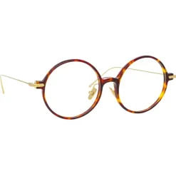 Linda Farrow - Linear Savoye Round Optical Glasses in Tortoiseshell - LF09C3OPT - Linda Farrow Eyewear - Avvenice