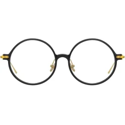 Linda Farrow - Linear Savoye A Round Optical Glasses in Black - LF09AC1OPT - Linda Farrow Eyewear - Avvenice