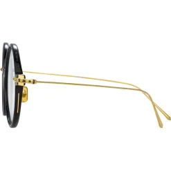 Linda Farrow - Linear Savoye A Round Optical Glasses in Black - LF09AC1OPT - Linda Farrow Eyewear - Avvenice