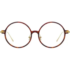 Linda Farrow - Linear Savoye A Round Optical Glasses in Tortoiseshell - LF09AC3OPT - Linda Farrow Eyewear - Avvenice