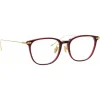 Linda Farrow - Linear Wright A Rectangular Optical Glasses in Burgundy - LF07AC4OPT - Linda Farrow Eyewear - Avvenice