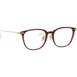 Linda Farrow - Linear Wright A Rectangular Optical Glasses in Burgundy - LF07AC4OPT - Linda Farrow Eyewear - Avvenice