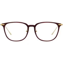 Linda Farrow - Linear Wright A Rectangular Optical Glasses in Burgundy - LF07AC4OPT - Linda Farrow Eyewear - Avvenice