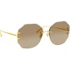 Linda Farrow - Lisette Oversized Sunglasses in Yellow Gold - LFL1314C2SUN - Linda Farrow Eyewear - Avvenice