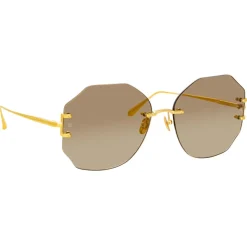 Linda Farrow - Lisette Oversized Sunglasses in Yellow Gold - LFL1314C2SUN - Linda Farrow Eyewear - Avvenice
