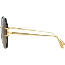 Linda Farrow - Lisette Oversized Sunglasses in Yellow Gold - LFL1314C2SUN - Linda Farrow Eyewear - Avvenice