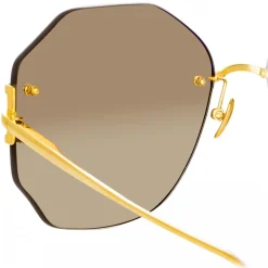 Linda Farrow - Lisette Oversized Sunglasses in Yellow Gold - LFL1314C2SUN - Linda Farrow Eyewear - Avvenice