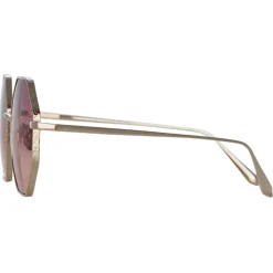 Linda Farrow - Llanas Hexagon Sunglasses in Light Gold Wine - LFL1253C7SUN - Linda Farrow Eyewear - Avvenice