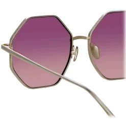 Linda Farrow - Llanas Hexagon Sunglasses in Light Gold Wine - LFL1253C7SUN - Linda Farrow Eyewear - Avvenice