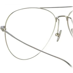 Linda Farrow - Lloyds A Aviator Optical Glasses in White Gold - LF31AC6OPT - Linda Farrow Eyewear - Avvenice