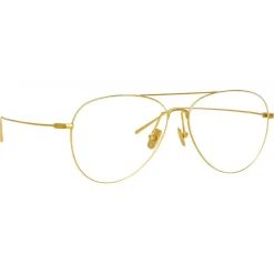 Linda Farrow - Lloyds A Aviator Optical Glasses in Yellow Gold - LF31AC5OPT - Linda Farrow Eyewear - Avvenice