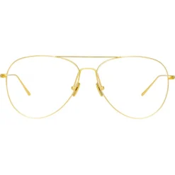 Linda Farrow - Lloyds A Aviator Optical Glasses in Yellow Gold - LF31AC5OPT - Linda Farrow Eyewear - Avvenice