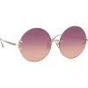 Linda Farrow - Lotus Round Sunglasses in Light Gold - LFL1315C3SUN - Linda Farrow Eyewear - Avvenice