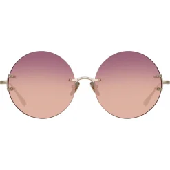 Linda Farrow - Lotus Round Sunglasses in Light Gold - LFL1315C3SUN - Linda Farrow Eyewear - Avvenice