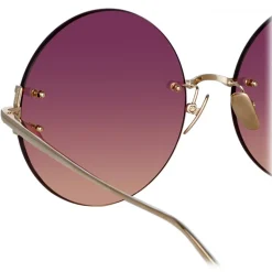 Linda Farrow - Lotus Round Sunglasses in Light Gold - LFL1315C3SUN - Linda Farrow Eyewear - Avvenice