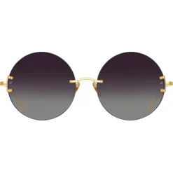 Linda Farrow - Lotus Round Sunglasses in Yellow Gold - LFL1315C1SUN - Linda Farrow Eyewear - Avvenice