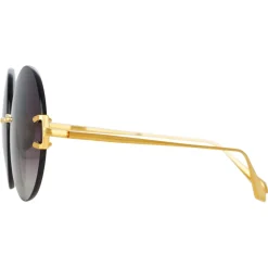 Linda Farrow - Lotus Round Sunglasses in Yellow Gold - LFL1315C1SUN - Linda Farrow Eyewear - Avvenice