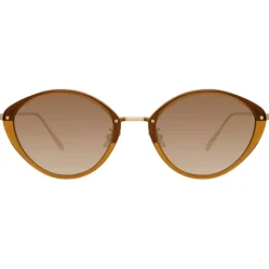 Linda Farrow - Lucy Cat Eye Sunglasses in Tobacco - LFL1086C3SUN - Linda Farrow Eyewear - Avvenice