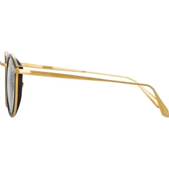 Linda Farrow - Luis Oval Optical Glasses in Yellow Gold Black - LFL1224C1OPT - Linda Farrow Eyewear - Avvenice