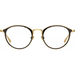 Linda Farrow - Luis Oval Optical Glasses in Yellow Gold Black - LFL1224C1OPT - Linda Farrow Eyewear - Avvenice