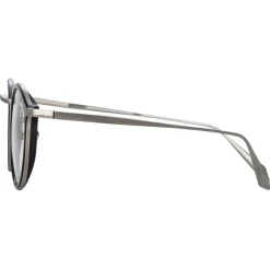 Linda Farrow - Luis Oval Optical Glasses in White Gold Black - LFL1224C3OPT - Linda Farrow Eyewear - Avvenice