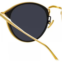 Linda Farrow - Luis Oval Sunglasses in Yellow Gold Black - LFL1224C5SUN - Linda Farrow Eyewear - Avvenice