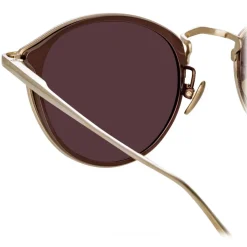 Linda Farrow - Luis Oval Sunglasses in Light Gold Brown - LFL1224C6SUN - Linda Farrow Eyewear - Avvenice