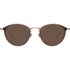 Linda Farrow - Luis Oval Sunglasses in Light Gold Brown - LFL1224C6SUN - Linda Farrow Eyewear - Avvenice