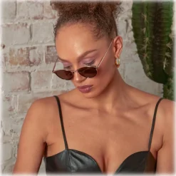 Linda Farrow - Luis Oval Sunglasses in Light Gold Brown - LFL1224C6SUN - Linda Farrow Eyewear - Avvenice