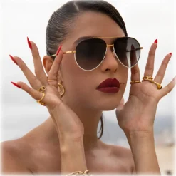 Linda Farrow - Marcelo Aviator Sunglasses in Brown - LFL1421C2SUN - Linda Farrow Eyewear - Avvenice