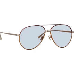 Linda Farrow - Marcelo Aviator Sunglasses in Red - LFL1421C4SUN - Linda Farrow Eyewear - Avvenice
