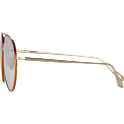 Linda Farrow - Marcelo Aviator Sunglasses in Red - LFL1421C4SUN - Linda Farrow Eyewear - Avvenice