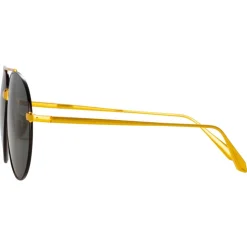 Linda Farrow - Marcelo Aviator Sunglasses in Black Yellow Gold - LFL1421C1SUN - Linda Farrow Eyewear - Avvenice
