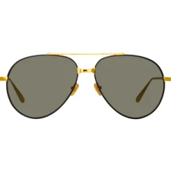 Linda Farrow - Marcelo Aviator Sunglasses in Black Yellow Gold - LFL1421C1SUN - Linda Farrow Eyewear - Avvenice