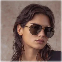 Linda Farrow - Marcelo Aviator Sunglasses in Black Yellow Gold - LFL1421C1SUN - Linda Farrow Eyewear - Avvenice