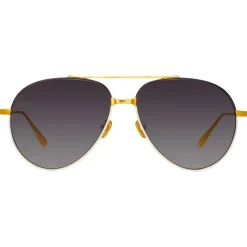 Linda Farrow - Marcelo Aviator Sunglasses in Black Cream - LFL1421C3SUN - Linda Farrow Eyewear - Avvenice